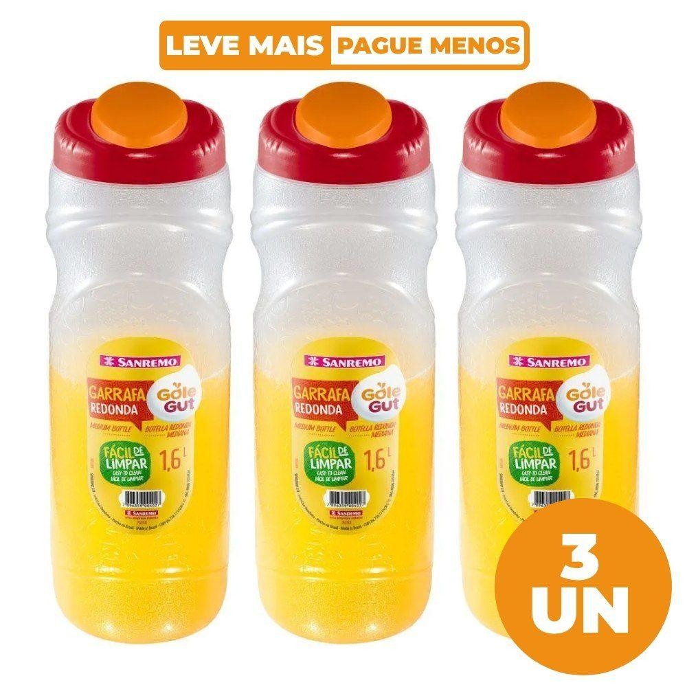 Kit 3 Garrafas Plásticas Redondas 1,6L Gole Gut Sanremo em Oferta na Shopee