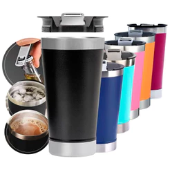 Copo Térmico De Inox Premium Bebidas Gelada e Quente Com Tampa e Abridor 473ml Copinho 350 ml