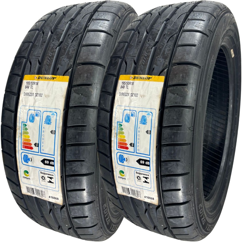 Kit 2 Pneus Dunlop 195/50R16 84V Direzza DZ102 Aro 16 Polo Punto Fiesta