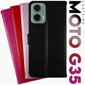 Capa Carteira em Couro Motorola Moto G35 5G com Porta Cartão e Fecho Magnetico C