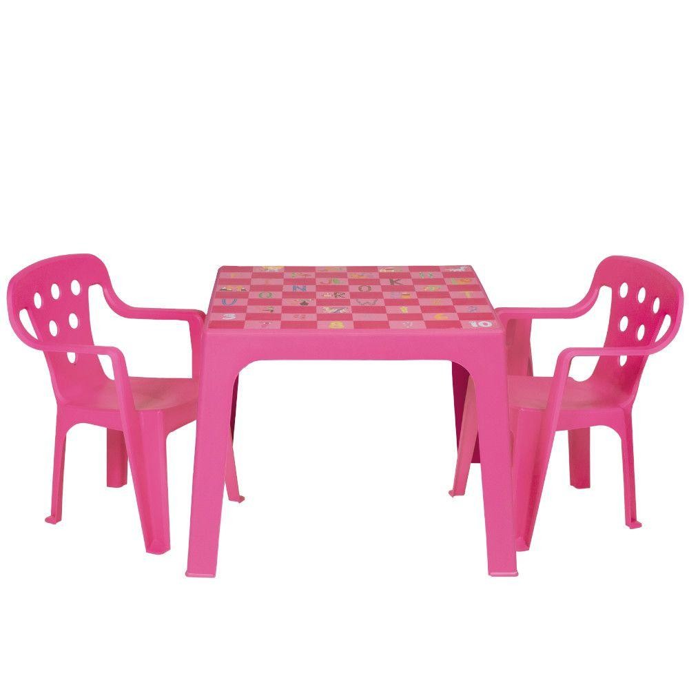 Conjunto Mesa Estampada E 2 Cadeiras Infantil Mor Plástica Rosa em Oferta na Shopee