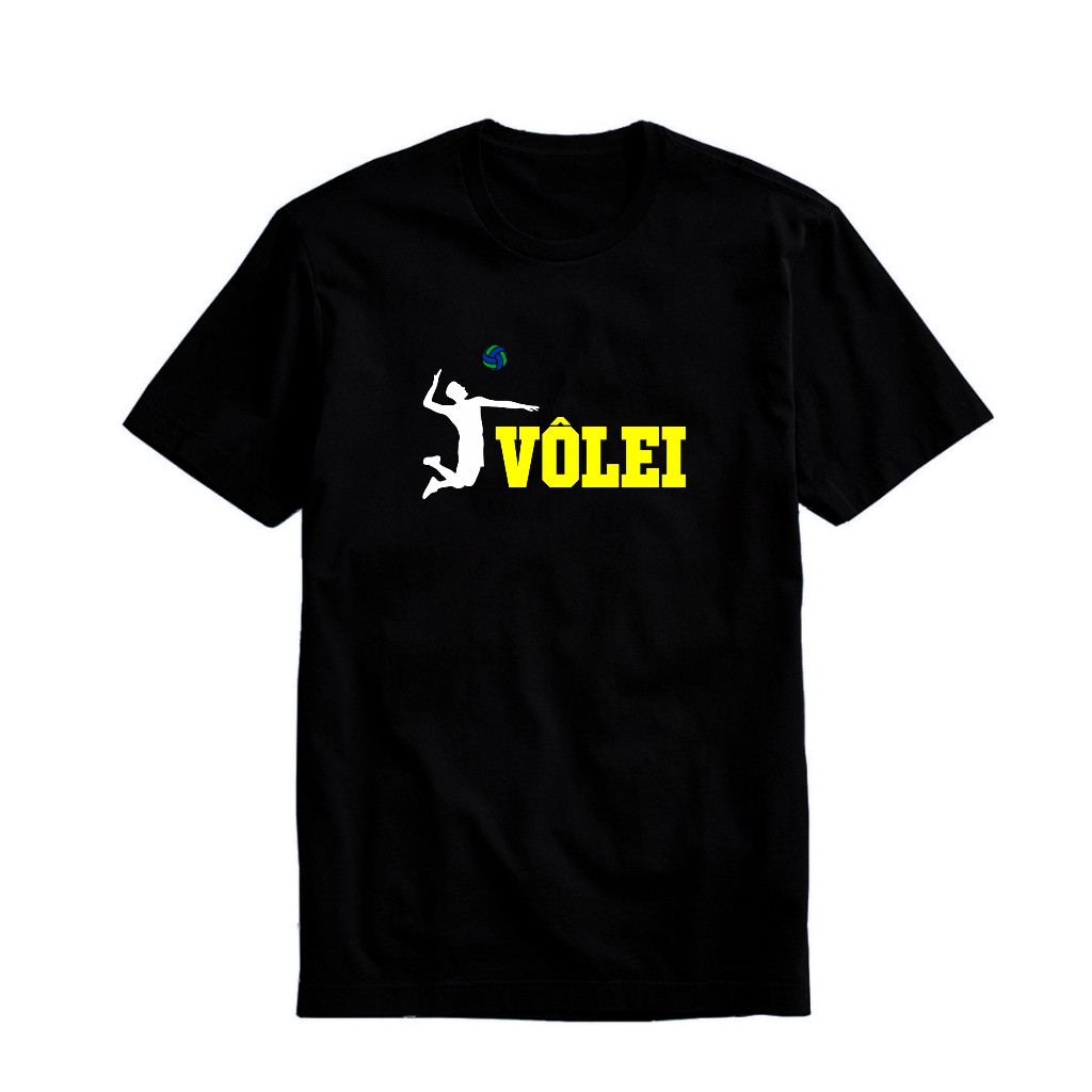 Camisa Linda Camiseta Preta Esporte Estampa Vôlei Premium Envio Imediato