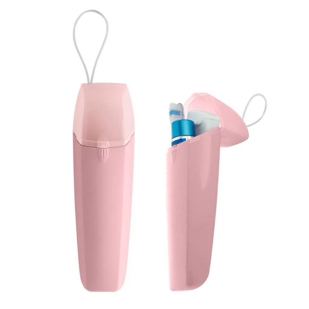 Estojo Porta Escova Pasta De Dente Case Portátil Viagem Bolsa Mochila Academia Dental Up Rosa - Ou Martiplast
