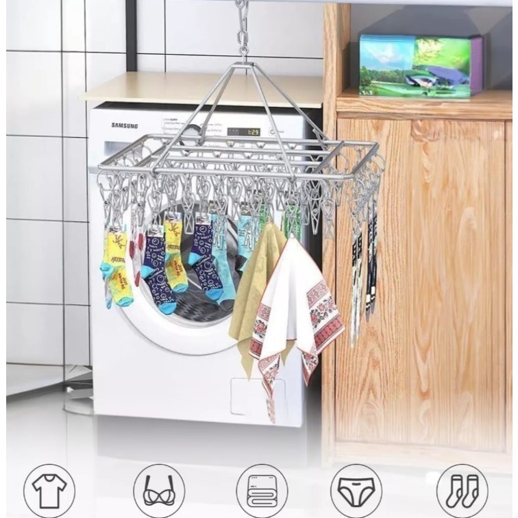 Varal 8/10/20/40 Prendedores Roupa Bebe Calcinha Cueca Dobrável Inox