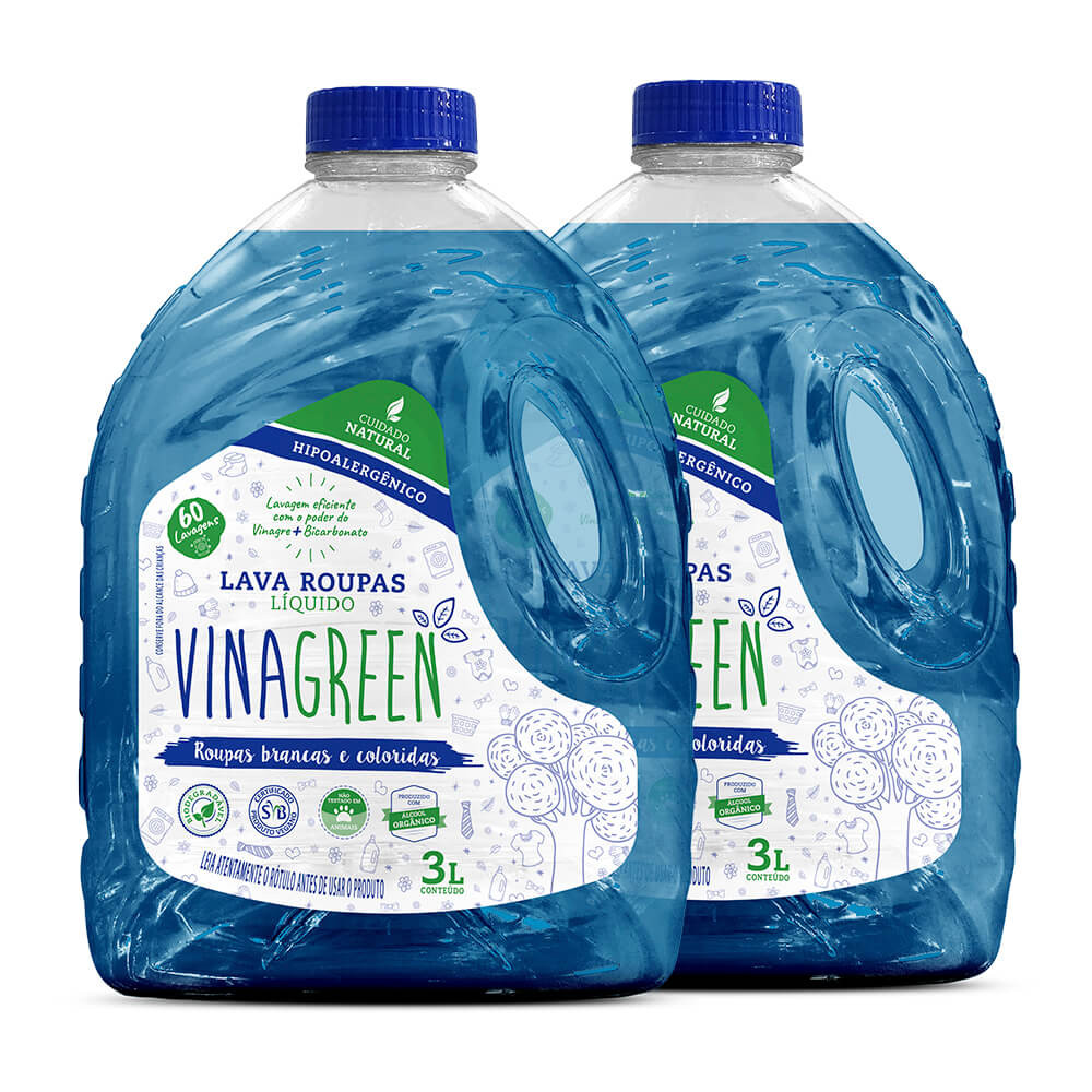 Kit Vinagreen 2 Lava Roupas Liquido 3L em Oferta na Shopee