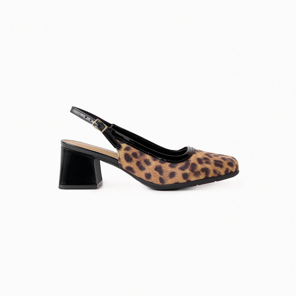 PICCADILLY MAXI - Sapato Slingback Estela Salto Médio Animal Print - Women Shoes