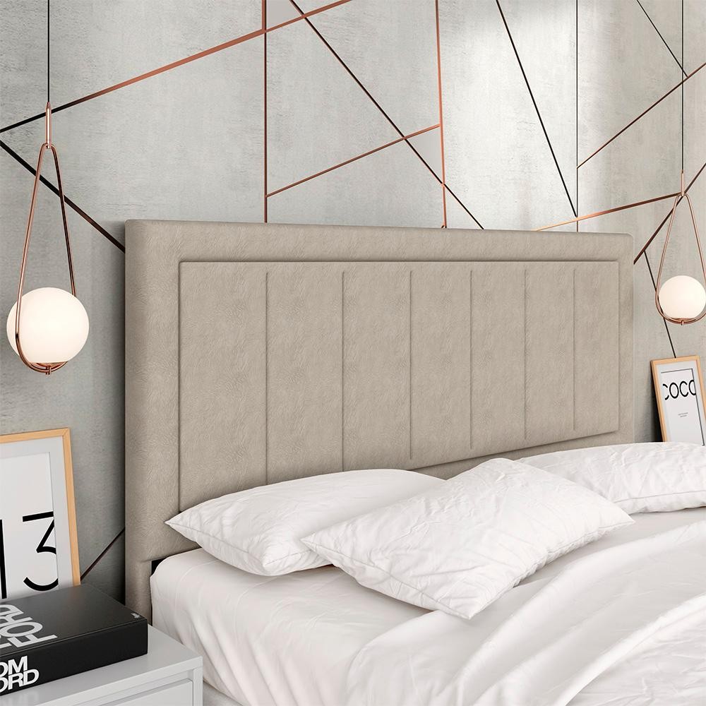 Cabeceira Estofada Para Cama Queen Sevilla Bege - M. Arapongas em Oferta na Shopee