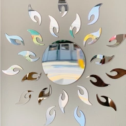 Espelho Decorativo Sol Acrílico Moderno, Leve e Resistente | Decoração Casa Parede