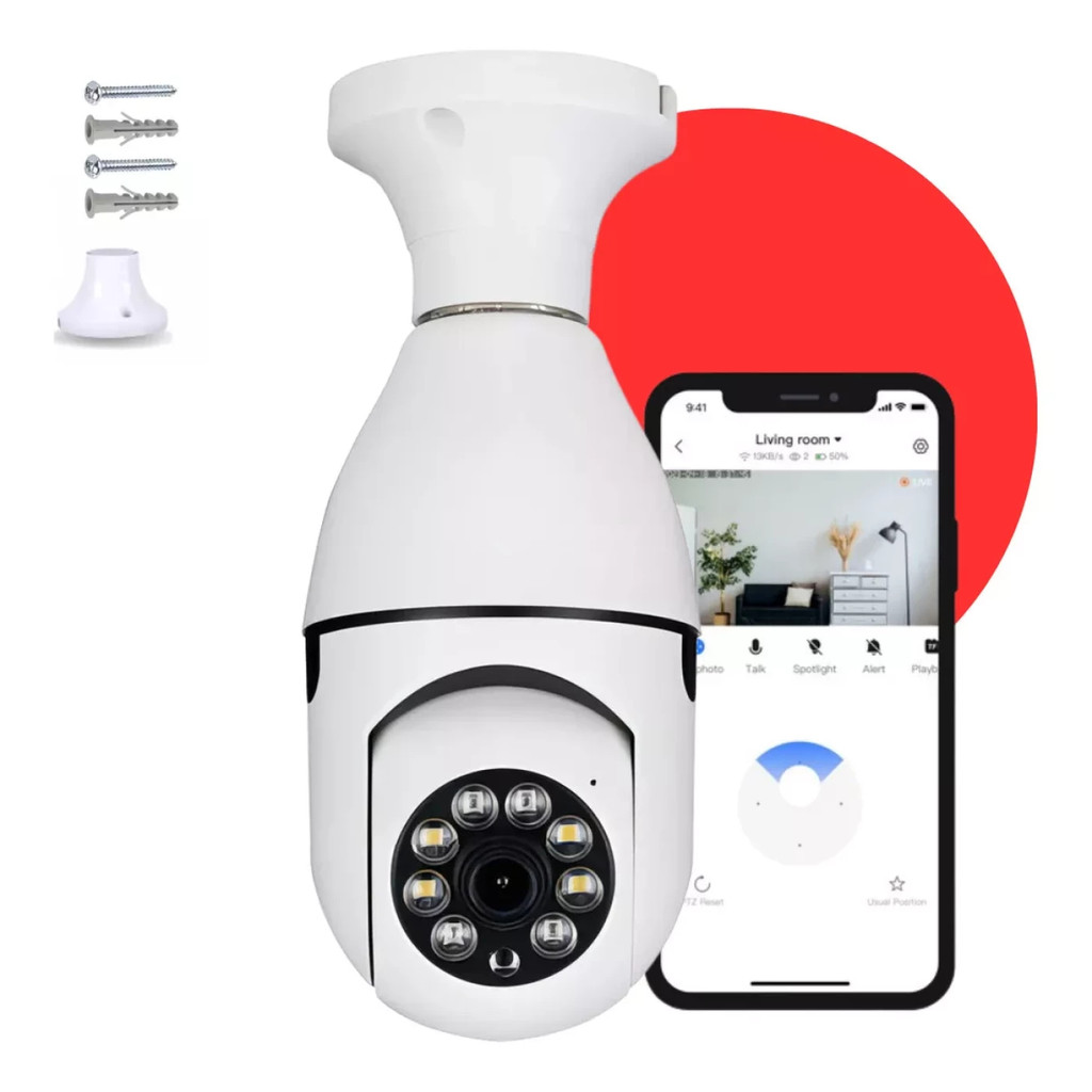 Câmera De Segurança Lâmpada Ip Wifi Com Visão Noturna Interna Externa App Yoosee Espiã 360º