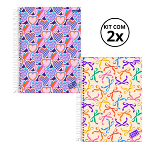 Kit 02 Cadernos Universitário 15 Matérias 240 Folhas Stella - Jandaia CAPA:Coração/Laço em Oferta na Shopee