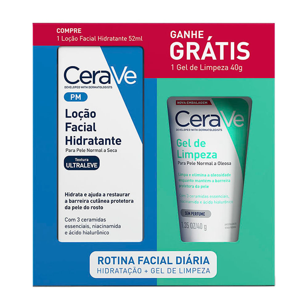 Kit CeraVe Loção Facial Hidratante 52ml e Ganhe Gel de Limpeza 40g - Beauty