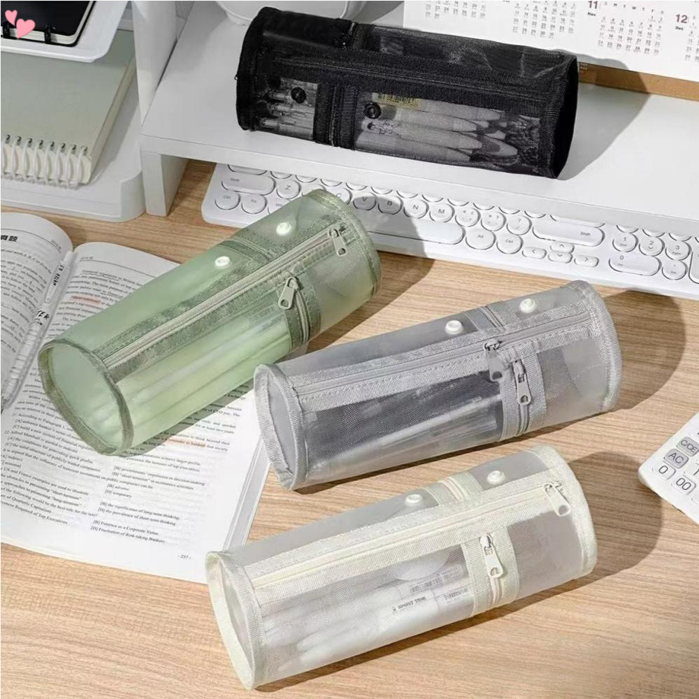 Estojo De Lápis Em Pé , Bolsa Com Zíper Duplo Caneta De Malha Transparente , Porta-Portátil Espaçosa Para Material De Es em Oferta na Shopee