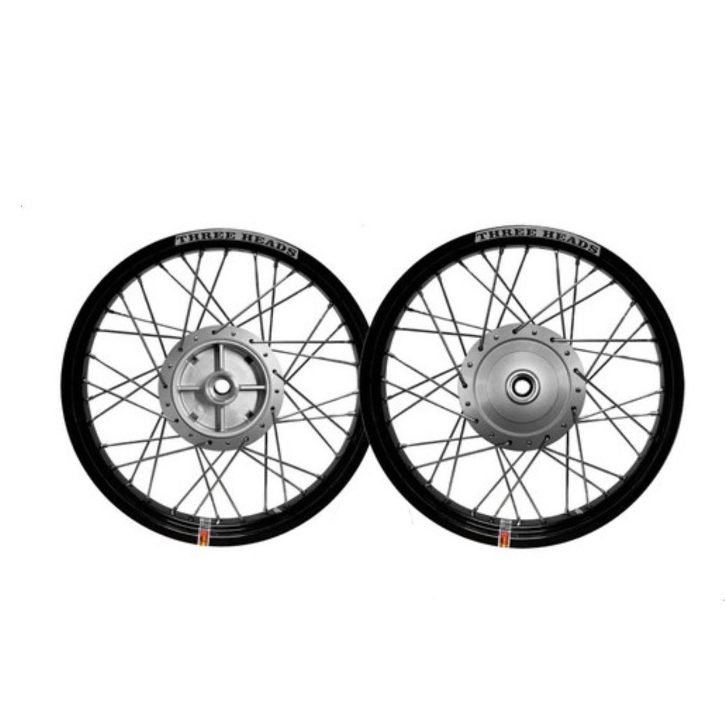 Par De Rodas Threeheads Preto Tambor Titan 150 / Fan/ Start + Rolamentos