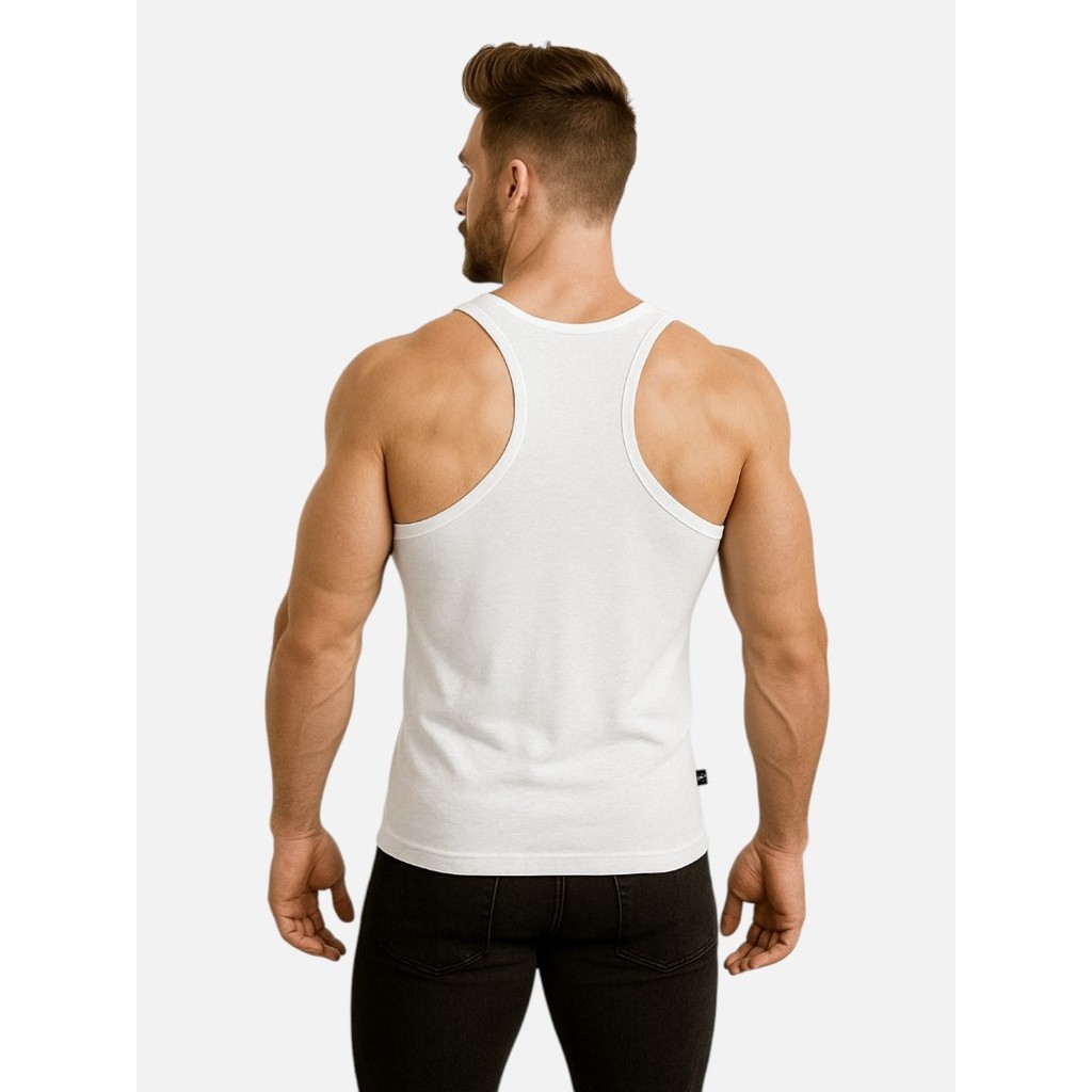 Camiseta Regata Masculina Básica Tank Nadador Viscose Com Elastano Costas Cavada Gringa Treino
