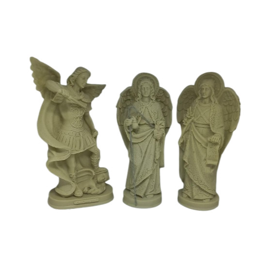 Kit 3 anjos (São Gabriel e São Rafael) e 1 Arcanjo São Miguel