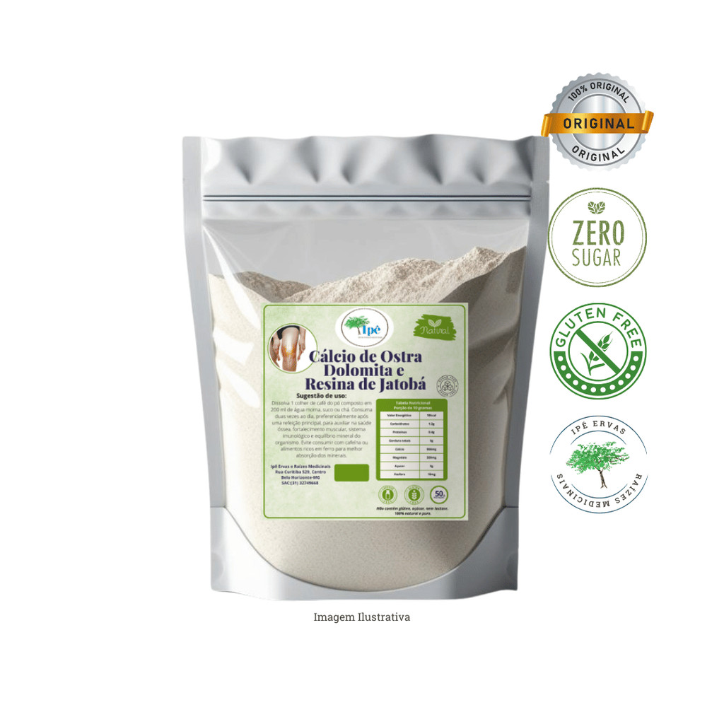 Cálcio de Ostra, Dolomita e Resina de Jatobá, 50g (Cálcio Composto Natural) - Ipê Ervas