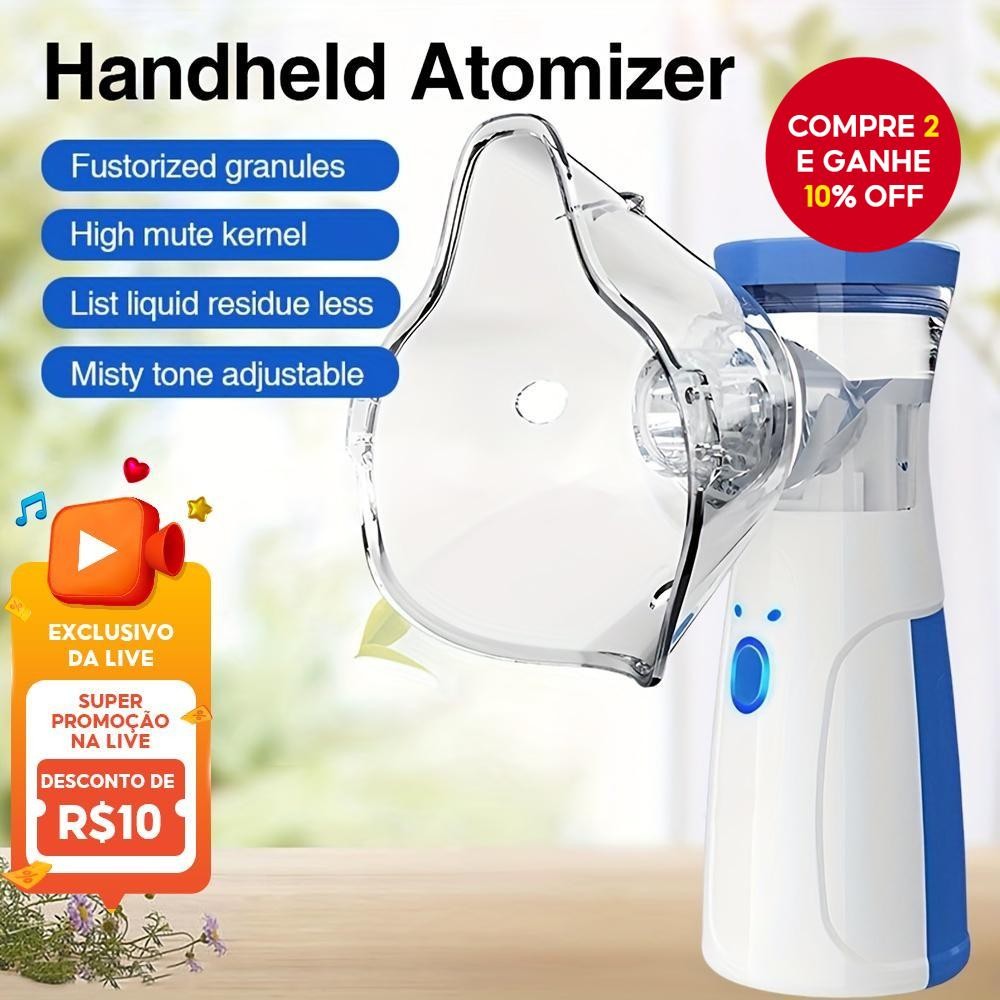 Nebulizador Inalador Portátil para Crianças e Adultos, Nebulizador Ultrassônico de Baixa Densidade