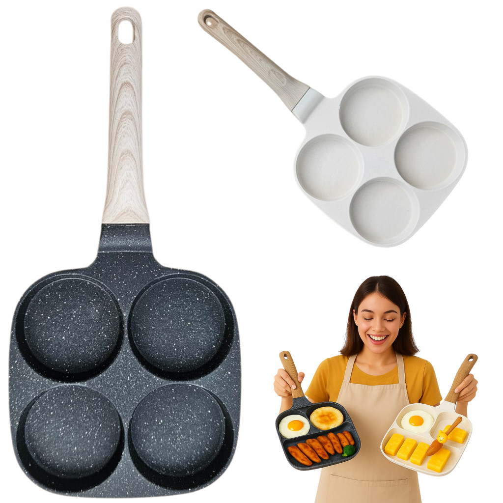 Frigideira Antiaderente 4 em 1 Redondo Fogão a Gás Ovo Revestimento Ceramica