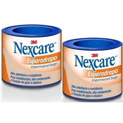 Kit com 2 Esparadrapo Impermeavel Nexcare Bege 25MM X 0,9M