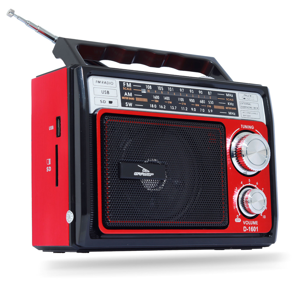 Rádio Antigo  Retrô Vintage Am Fm Sw Estilo MP3 AUX P2 Cartão SD/TF USB Analógico Recarregável Portátil