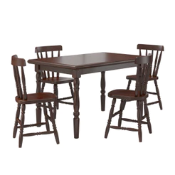 Mesa de Jantar com 4 Cadeiras Madeira Castanho Piratini