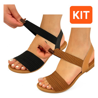 Kit Sandalia Feminina Elastico Confort Rasteira Papete Leve em Oferta na Shopee