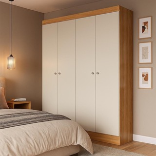 Guarda-Roupa Casal Boreal 4 Portas Carvalho e Off White em Oferta na Shopee