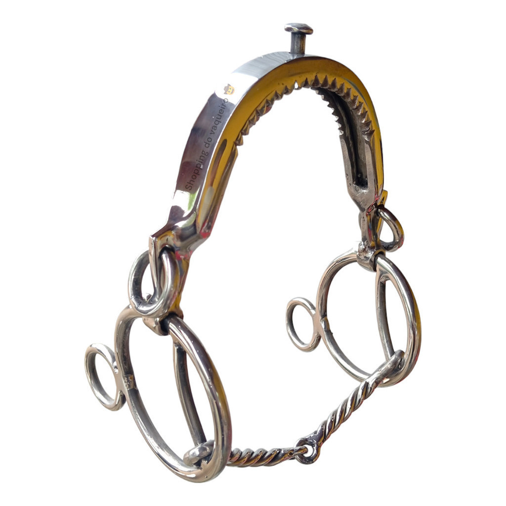 freio Cortadeira de Doma para Cavalo Inox bocal torcido