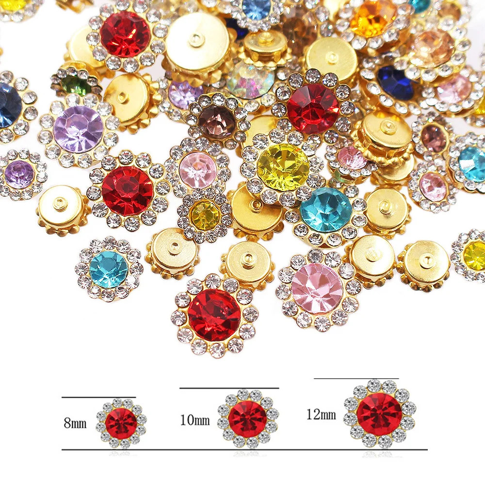 100 Peças 12mm/14mm Cristal Redondo Costurado Em Strass Para Roupas DIY Acessórios De Vestuário