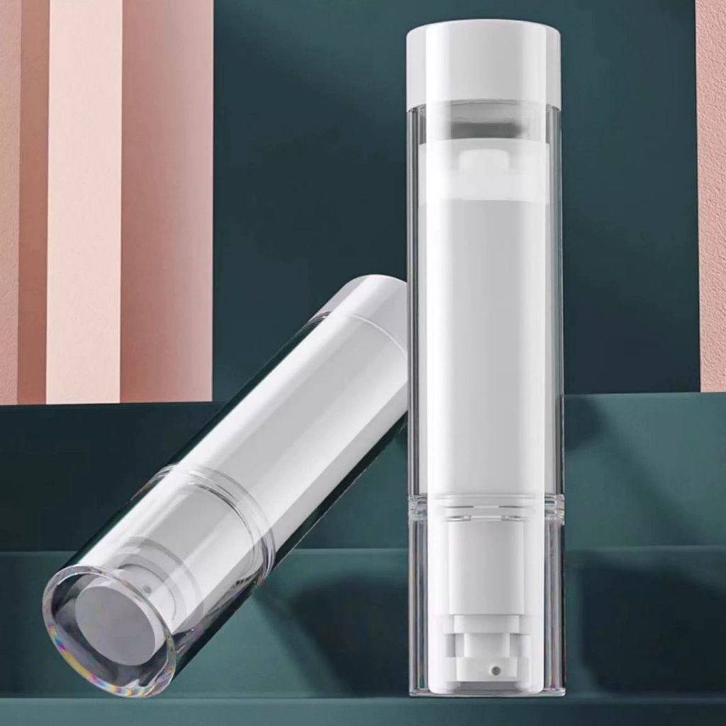 Detalhes do KIT1/3/5 pcsFrascos transparente Airless C/ Valvula Pump 50ml Recarregáveis para diaria ou viagem