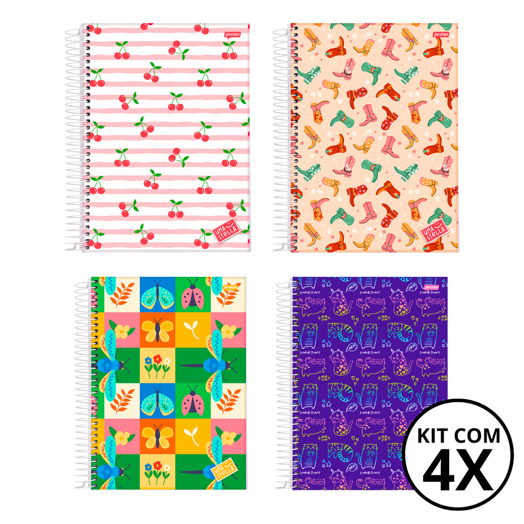 Kit 04 Cadernos Universitário 20 Matérias 320 Folhas Stella - Jandaia em Oferta na Shopee