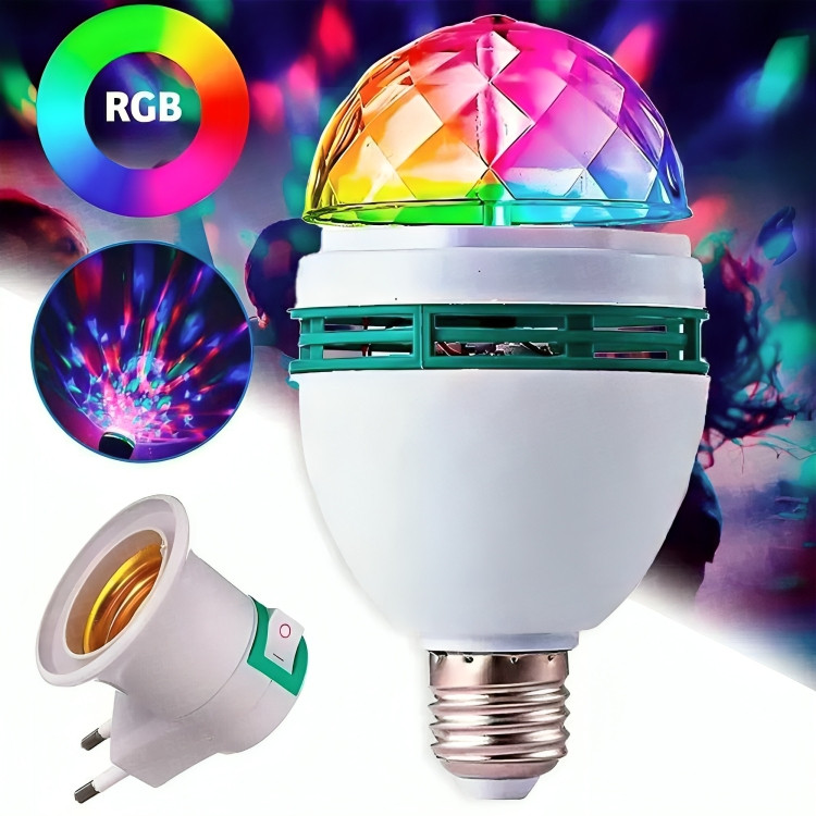 Lâmpada RGB LED Colorido Globo Giratória De Luz Festa Lâmpada De Festa Colorida Giratória Lâmpada Colorida