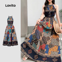 Lovito Férias Vestido Com Estampa Étnica Para Primavera/verão - Ideal Para Mulheres L143ED644