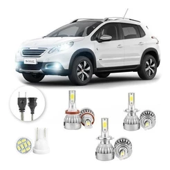 Lâmpadas Ultra Led Peugeot 2008 20000lm Alto Baixo e Milha + Pingo Led