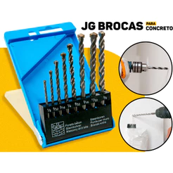 Jogo De Brocas P/ Concreto Bramix 8 Peças 1/8 A 3/8 Em Aço Temperado Alta Resistência Durabilidade