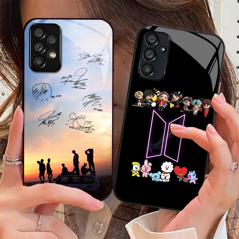 Meninos kpop 18 Caso De Telefone Vidro Para Samsung Galaxy A16 A15 A25 A35 A55 A53 A54 A34 A14 A32 A52 4G 5G Capa
