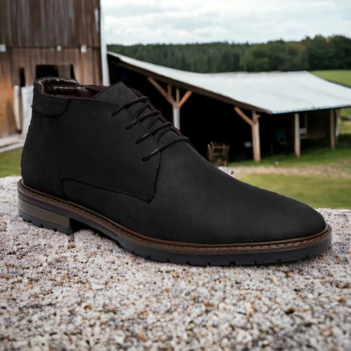 Bota Coturno Casual Masculino Bota Nobuck Country em Couro Legítimo com Cadarço Forro