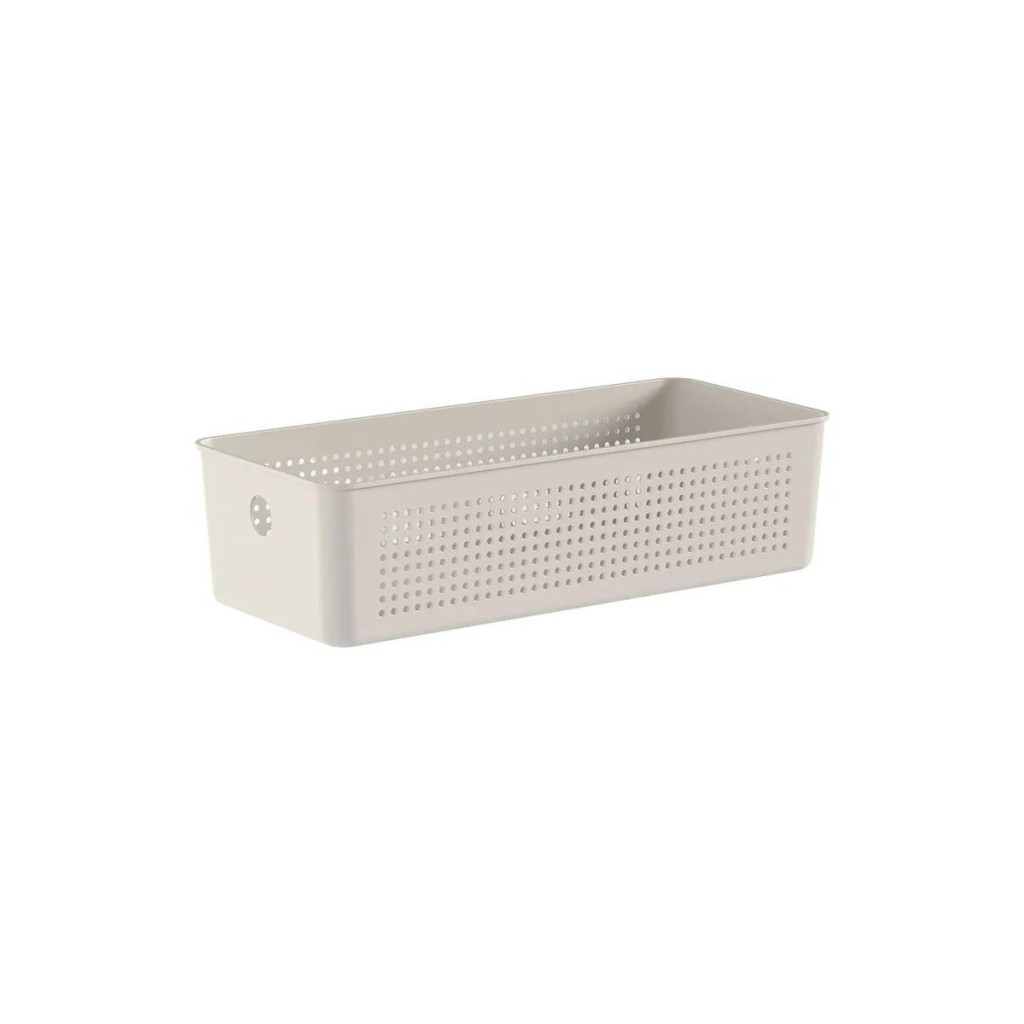 Cesto organizador retangular Martiplast OU Flow 34x15cm para armários e prateleiras bege