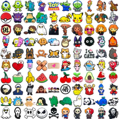 MEIDJ Encantos De Sapato 100 Animais De Desenho Animado Frutas Decorações Hallween Acessórios De PVC Com Botão