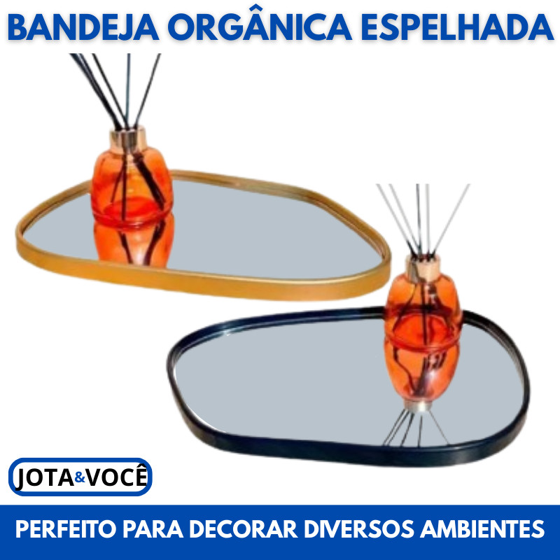 Bandeja Espelhada Orgânica  Porta Objetos Decorativa Espelhada  Multiuso
