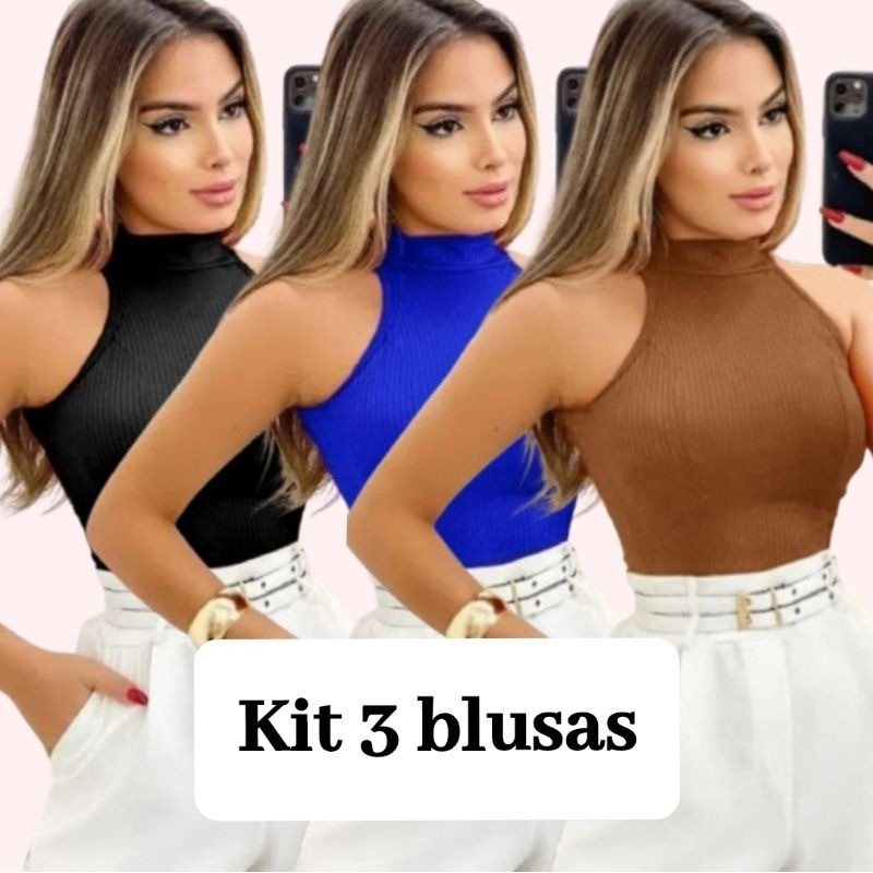 Regata de Bojo Blusa Feminina Segunda Pele canelado Premium Casual luxo estilosa em Oferta na Shopee