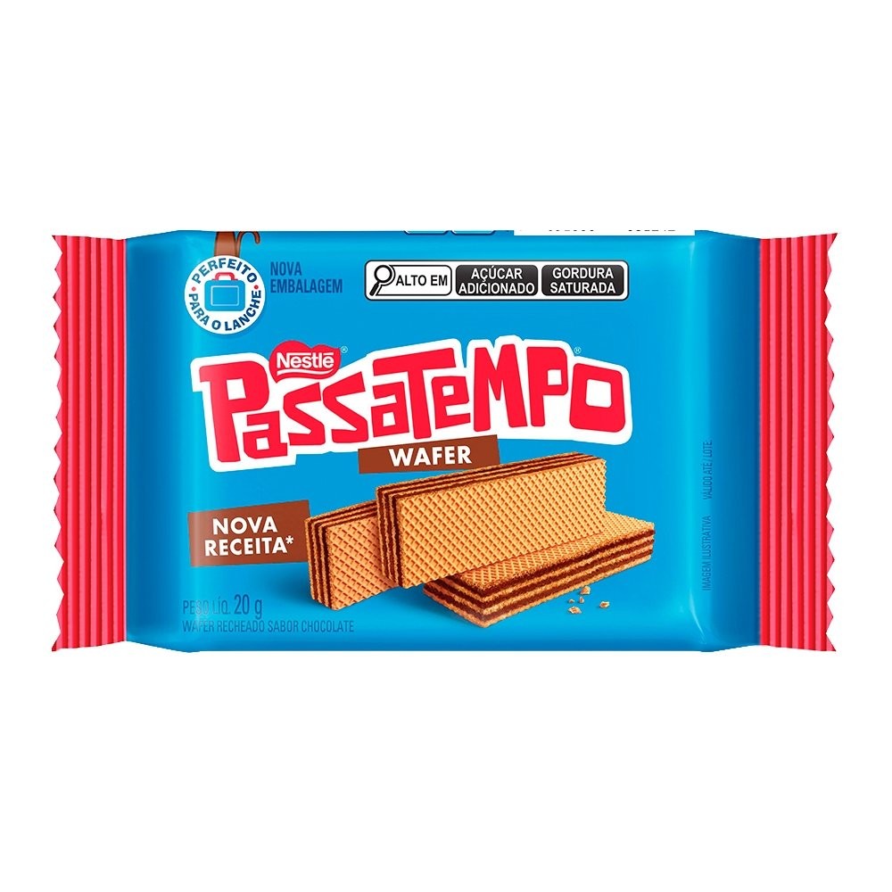 Biscoito Wafer Passatempo Chocolate Pacote 20g - Embalagem com 28 Unidades em Oferta na Shopee