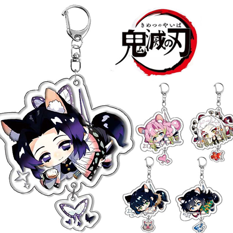 Caçador De Demônios Kimetsu Tanjirou Kamado Charme Anime Figura Chaveiro Dupla Face Revestimento Acrílico Impressão De Anel Lembrança Presente