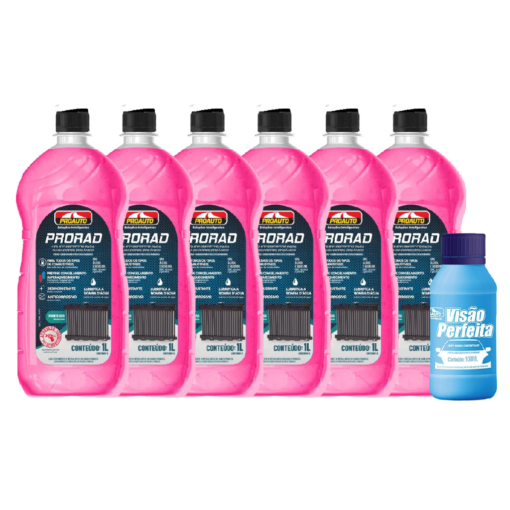 Kit C/ 6 Fluido para Radiador Pronto Uso ProAuto Monoetileno em Oferta na Shopee
