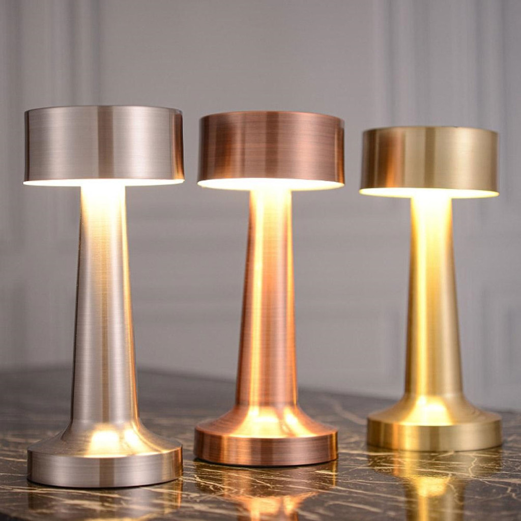 Luminaria De Mesa LED Retro Bar Café 3 Cores Sensor De Toque De Luz Noturna Recarregável P...