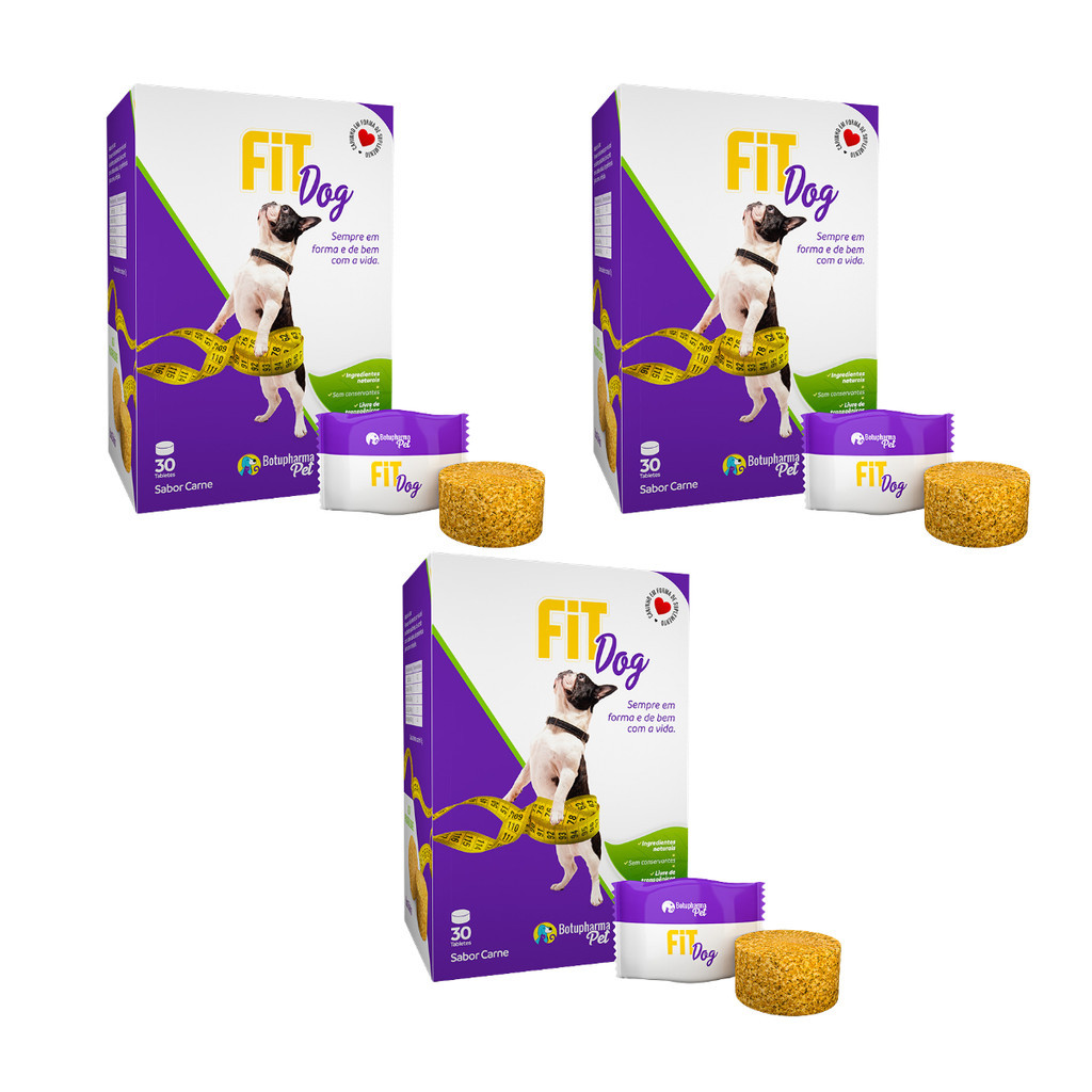 Kit 3 Fit Dog Suplemento Vitamínico para Cães Botupharma 210g