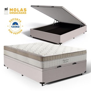 Cama Box Baú com Colchão de Molas Ensacadas Pillow In Anjos Premium Dream Casal 138cm em Oferta na Shopee
