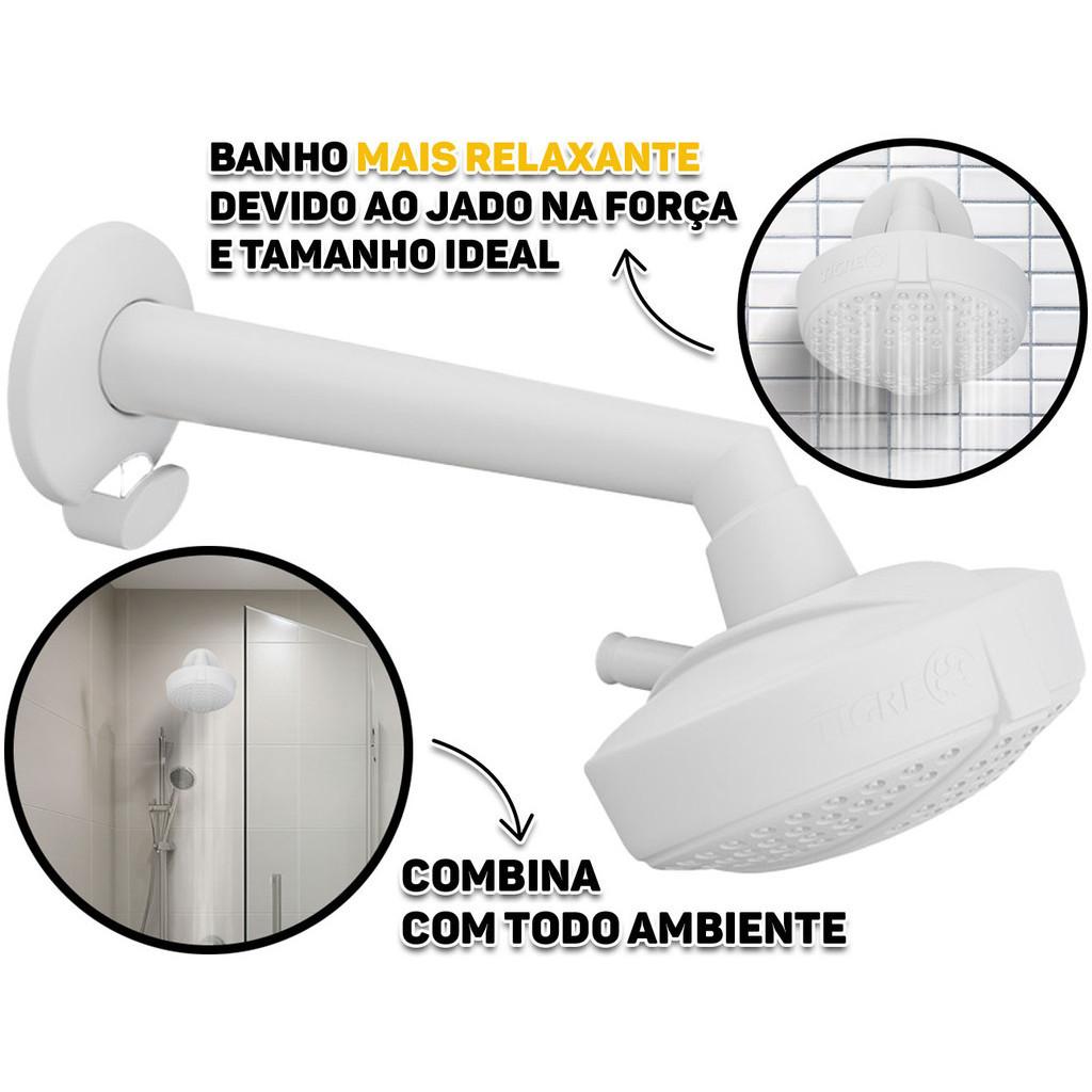 Ducha De Parede Plástica Para Área Externa Praia Piscina 4 Pol Cor Branco Tigre em Oferta na Shopee
