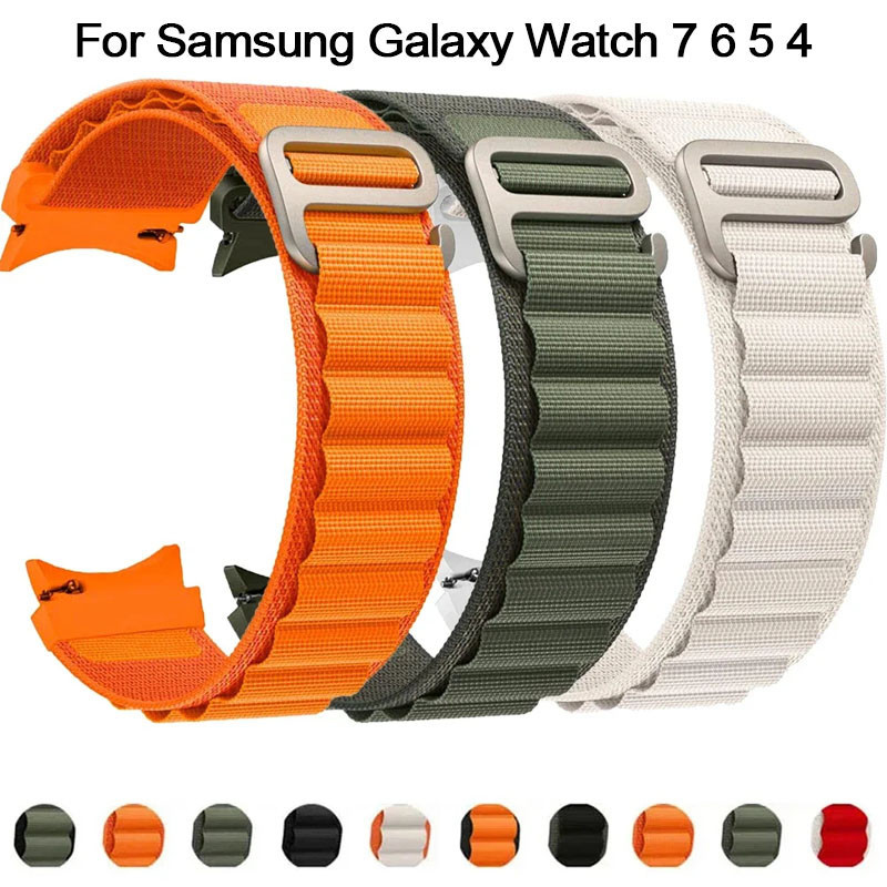 Bracelete Esportiva De Gancho Em Nylon Alpino Compatível Para Relógio Samsung Galaxy 7 6 5 4 44mm 40mm 5 Pro 45mm 6 Classic 43mm 47mm