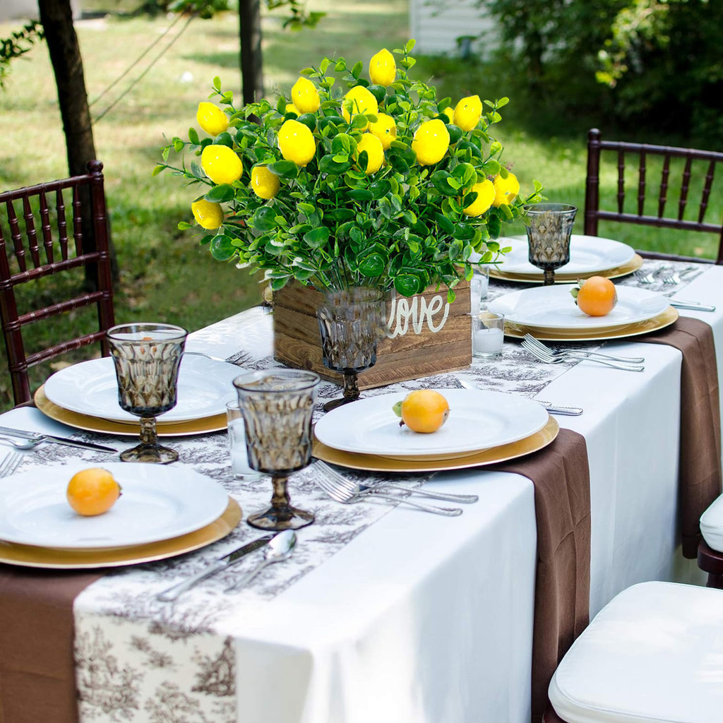Peças Falsas De Centro De Limão Para Mesas Decoração Artificial Ramos Falso Em Casa Com Pote Decorações Verão Cozinha De Escritório Da Fazenda